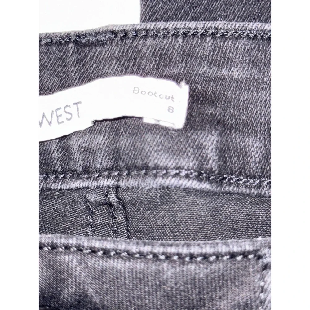 Nine West Bootcut Jeans Women's Size 8‎ Black High Rise Side Slit Denim